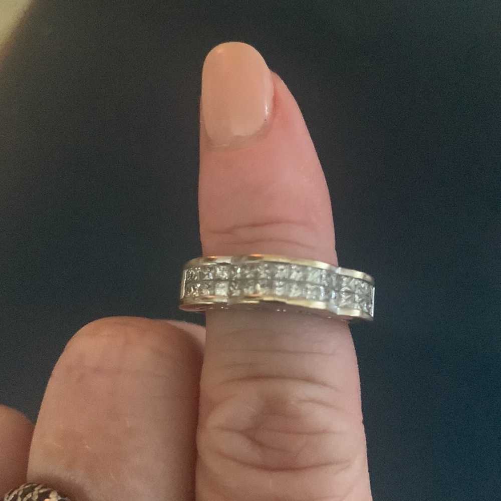 Unique Square Diamond And Platinum Ring. Size 7. … - image 2